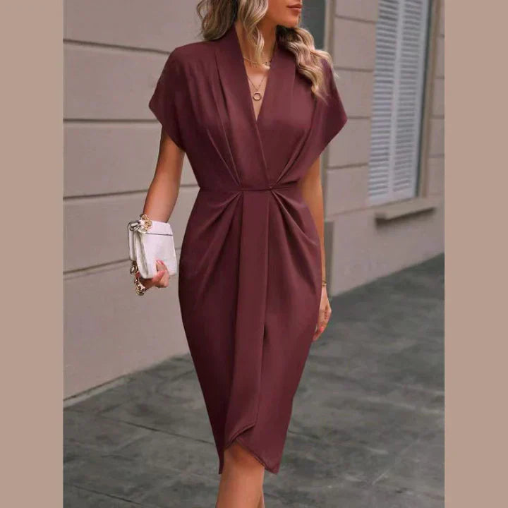 Women's Comfortable Fabric Midi Wrap Dress with Versatile Styling Options