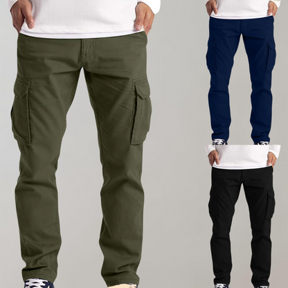 Men's Solid Colour Multi-Pocket Cargo Pants | Perfect for Casual Days