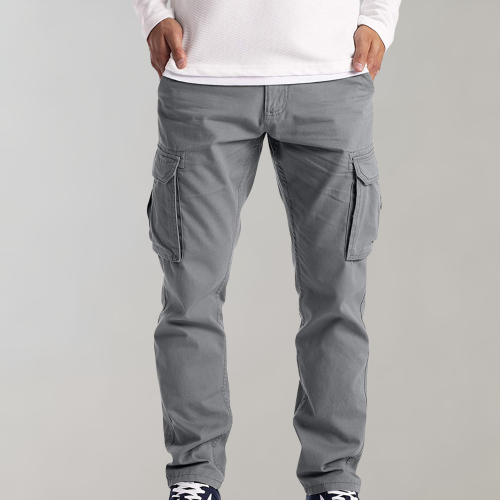 Men's Solid Colour Multi-Pocket Cargo Pants | Perfect for Casual Days