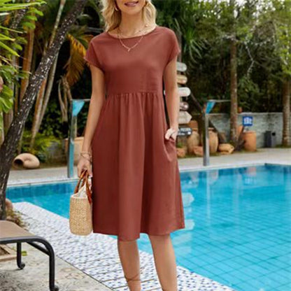 Women's Relaxed Lightweight Dress with Side Pockets for Summer