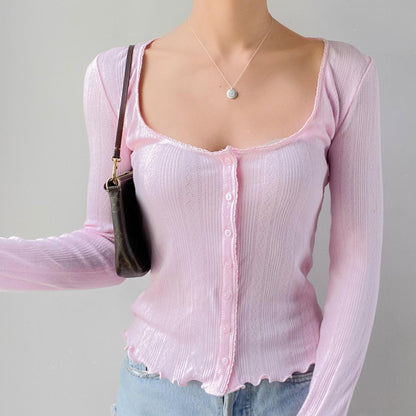 Women's Casual Soft Fabric Top with Square Collar