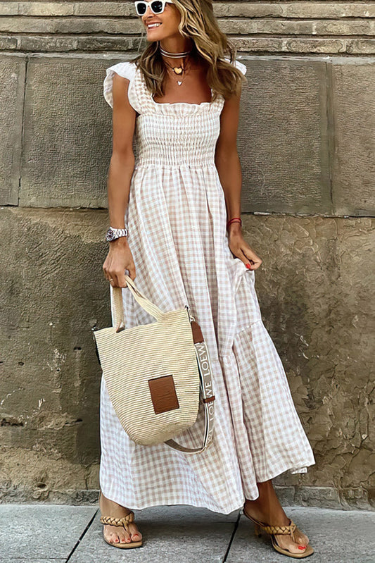 Women's Summer Elegant Plaid Maxi Dress | Ideal for Summer