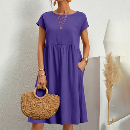 Women's Relaxed Lightweight Dress with Side Pockets for Summer