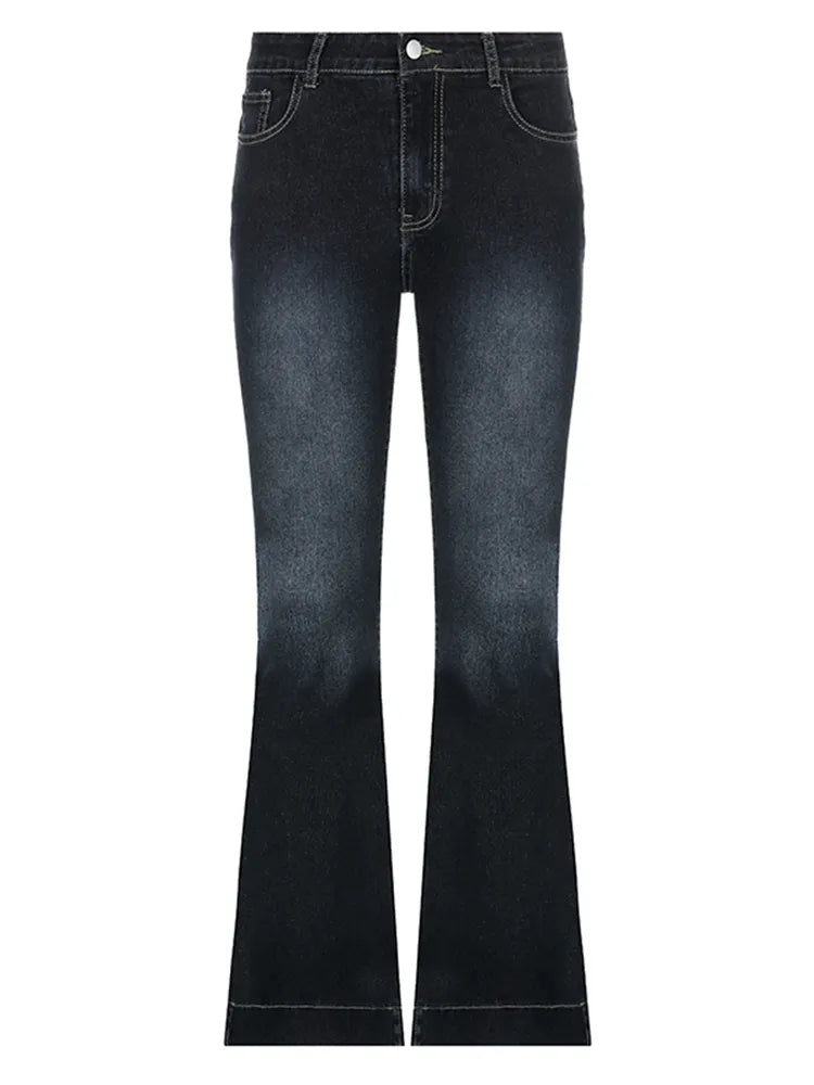 Women's Vintage Low-Waist Blue Flare Jeans | Perfect for Casual Days