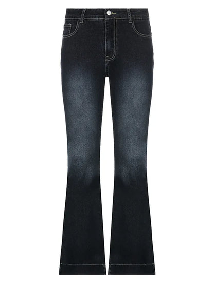 Women's Vintage Low-Waist Blue Flare Jeans | Perfect for Casual Days