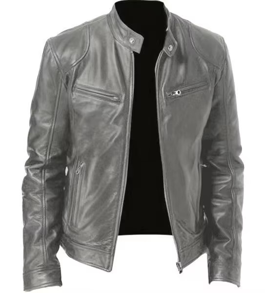 Casual Leather Jacket With Buttoned Collar For Men | Perfect for Casual Days