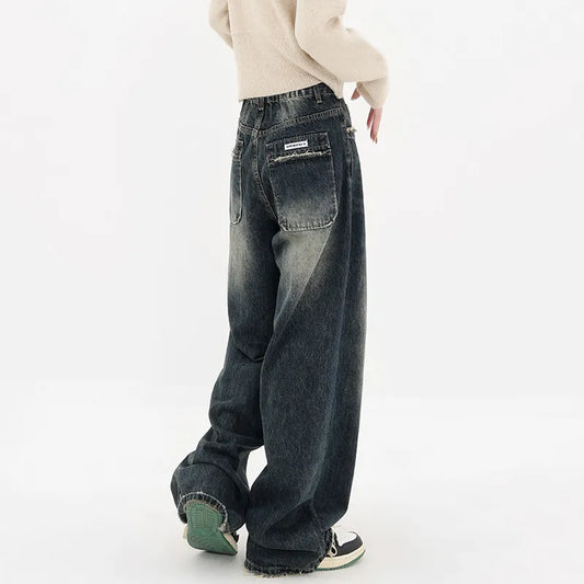 Women's Retro Low-Waist Blue Baggy Jeans | Perfect for Casual Days