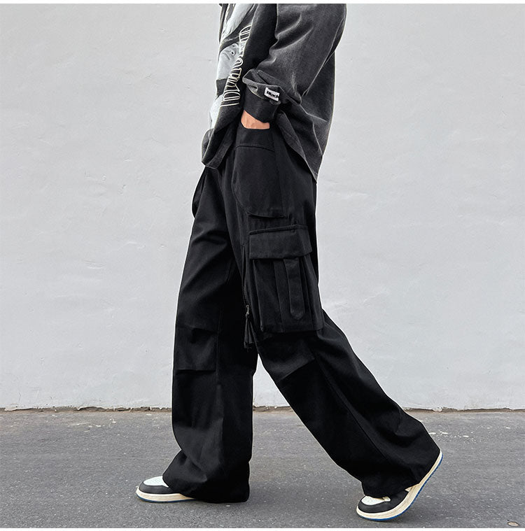 Men's Retro Black Vintage Cargo Pants with Wide Fit | Perfect for Casual Days