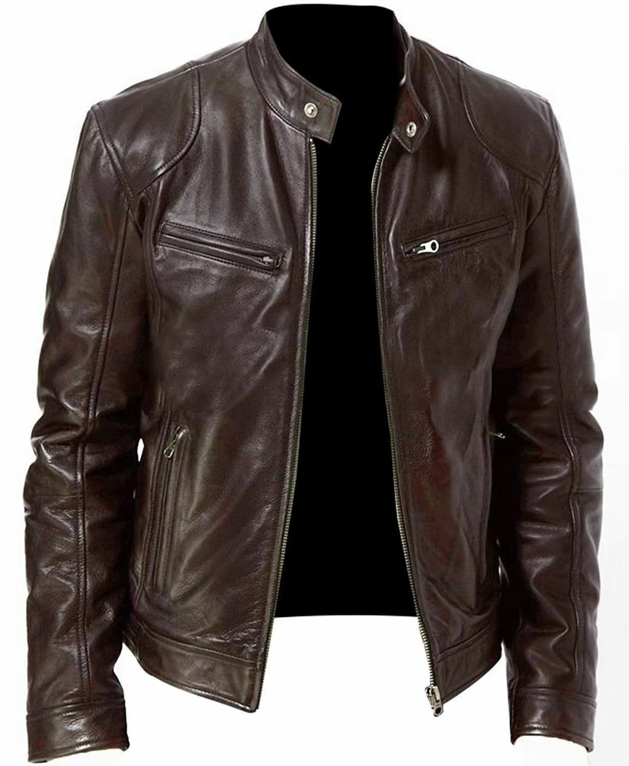 Casual Leather Jacket With Buttoned Collar For Men | Perfect for Casual Days