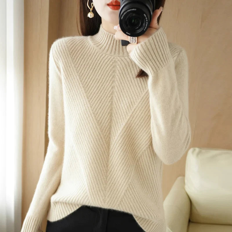 Women's Textured Crew Neck Knit Jumper |  Ideal for Winter