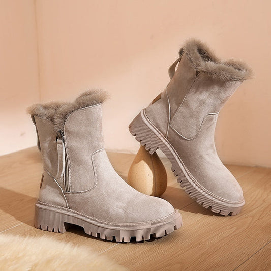 Casual Winter Boots with Zipper and Fur for Women | Ideal for Winter