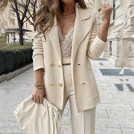 Women's Geometric Buttoned Blazer with Notched Lapel | Perfect for Casual Days