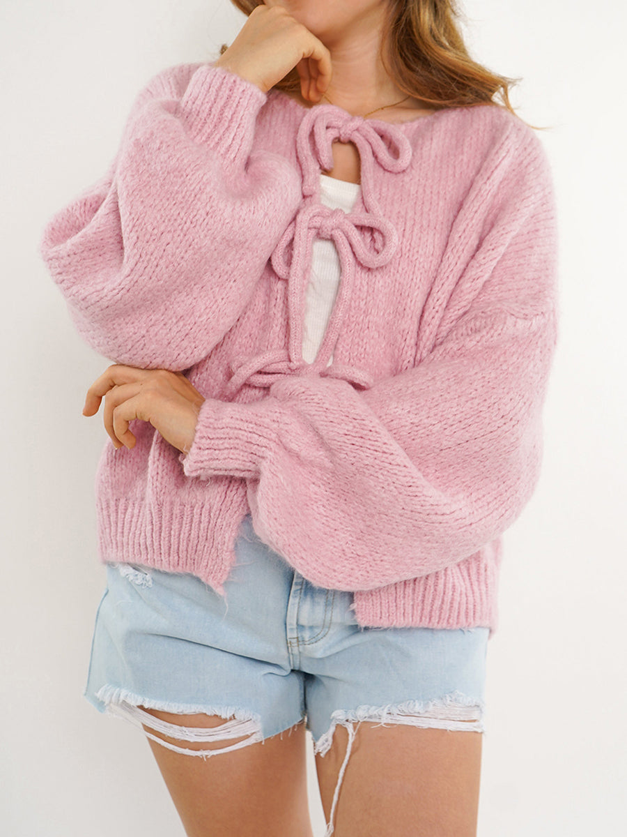 Women's Loose Fit Knitted Cardigan with Drawstring | Ideal for Winter