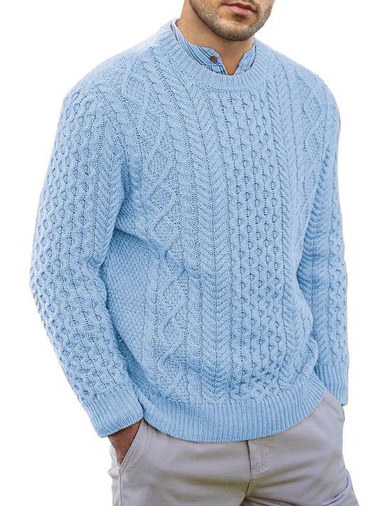 Men's Stylish Vintage Light Blue Crew Neck Cashmere Jumper | Ideal for Winter