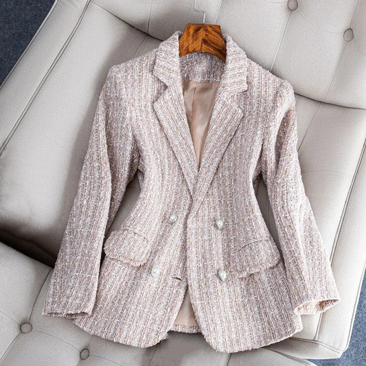 Women's Tweed Blazer Coat with Buttons and Pockets | Perfect for Casual days