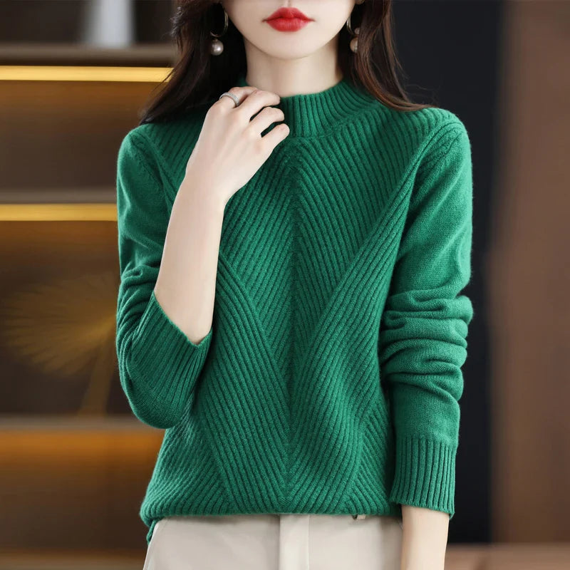 Women's Textured Crew Neck Knit Jumper |  Ideal for Winter