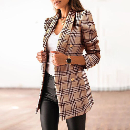 Women's Checked Slim Blazer with Buttons | Perfect for Casual Days