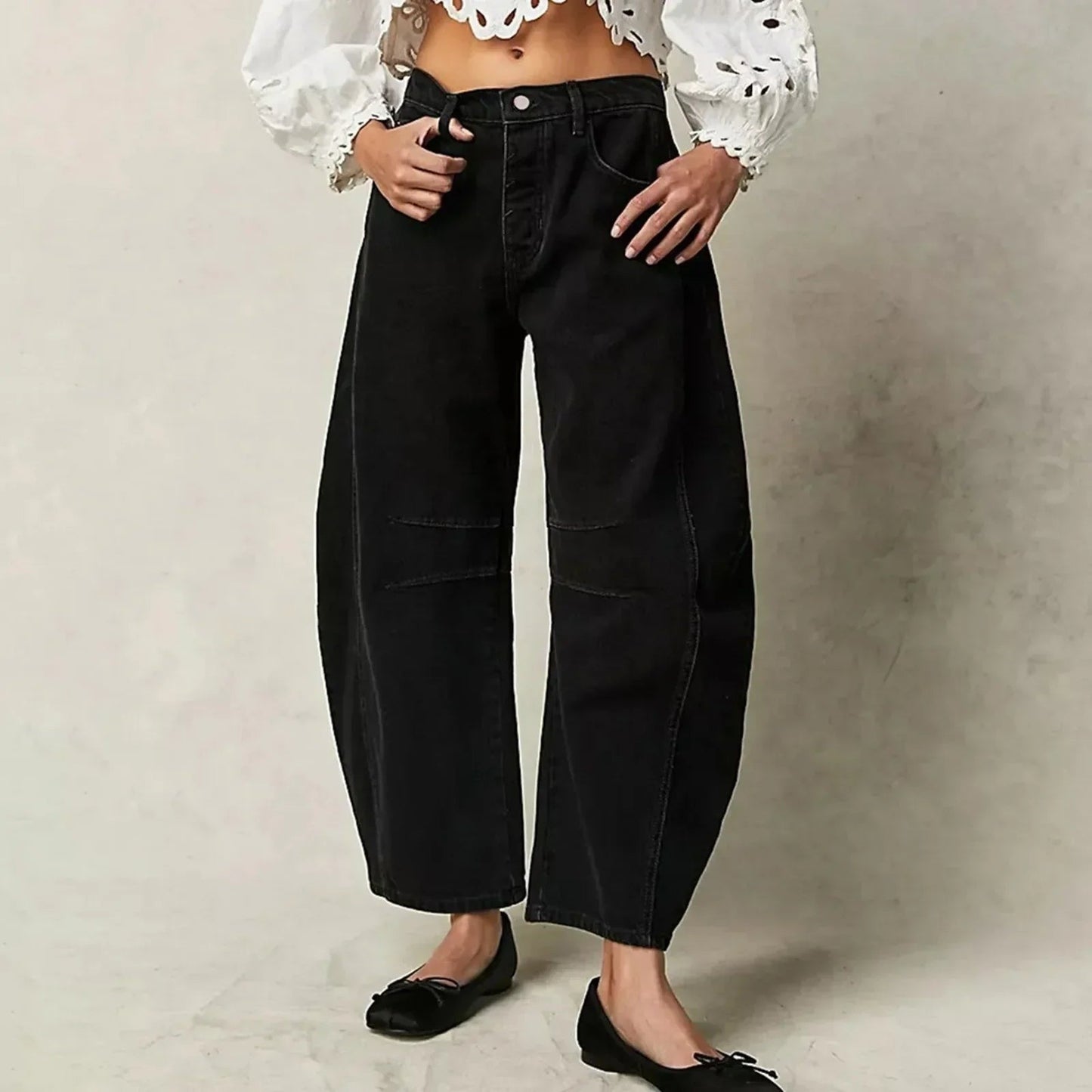 Francesca - Wide Leg Baggy Jeans Washed - Chic - Denim - Perfect for Casual Days