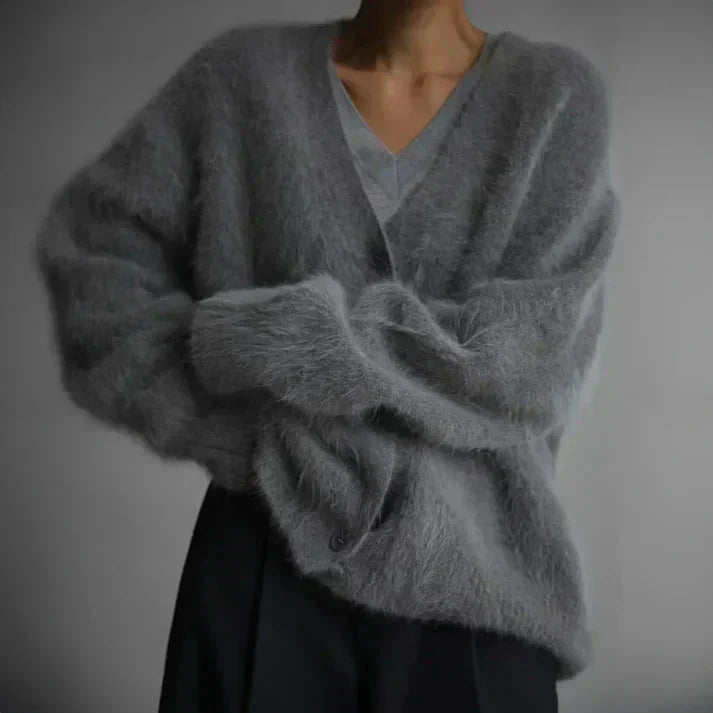 Women's Fluffy Woolen Buttoned Cardigan | Ideal for Winter
