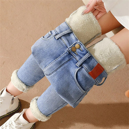 Women's Warm Fleece Mid-Waist Ankle Length Jeans | Perfect for Casual Days