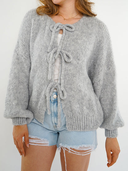 Women's Loose Fit Knitted Cardigan with Drawstring | Ideal for Winter