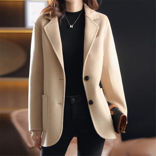 Women's Wool Blazer Coat with Buttons and Pockets | Perfect for Casual Days