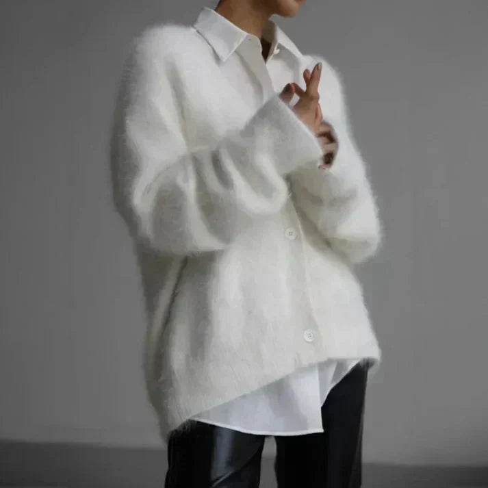 Women's Fluffy Woolen Buttoned Cardigan | Ideal for Winter