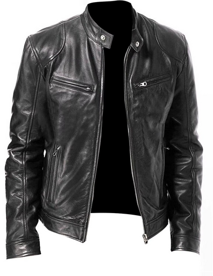 Casual Leather Jacket With Buttoned Collar For Men | Perfect for Casual Days