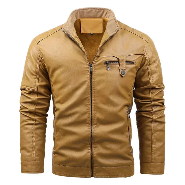 Elegant Leather Jacket With Pockets For Men | Luxury Streetwear