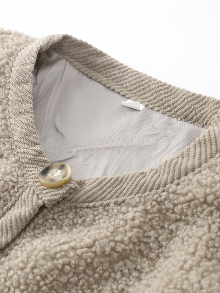 Women's Teddy Cashmere Knit Cardigan with Buttons in Solid Colour | Ideal for Winter