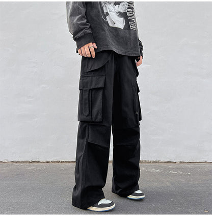 Men's Retro Black Vintage Cargo Pants with Wide Fit | Perfect for Casual Days