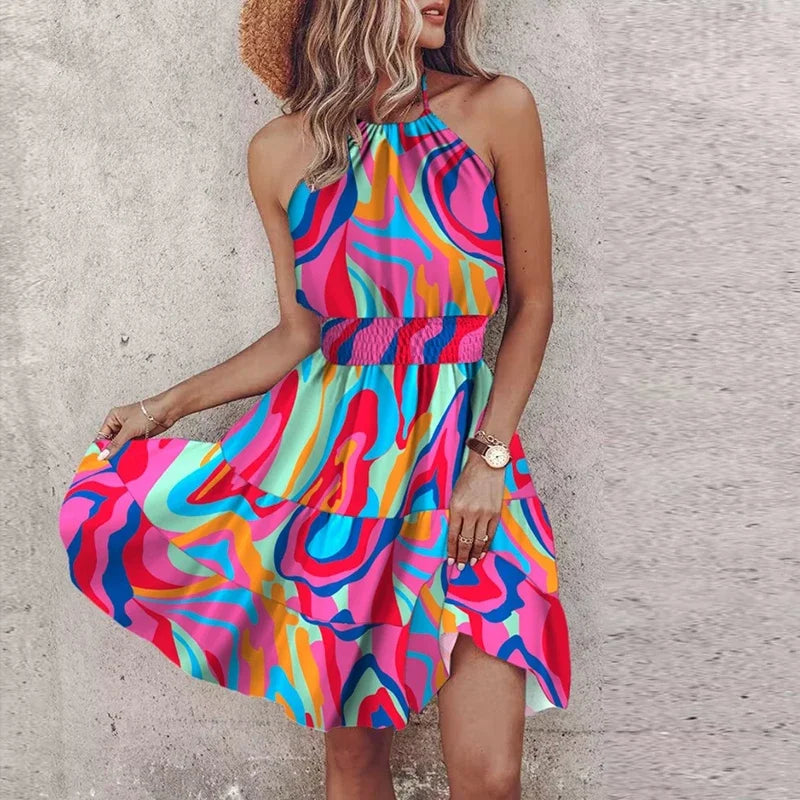 Variant image for Women's Lightweight Halter Dress with Smocked Waist for Summer Outings-29
