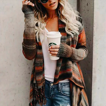 Women's Casual Multicoloured Open Front Cardigan | Ideal for Winter