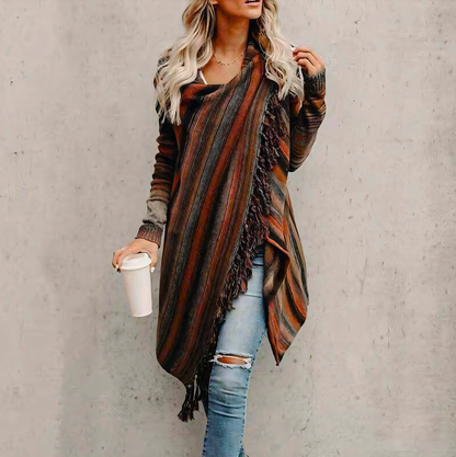 Women's Casual Multicoloured Open Front Cardigan | Ideal for Winter