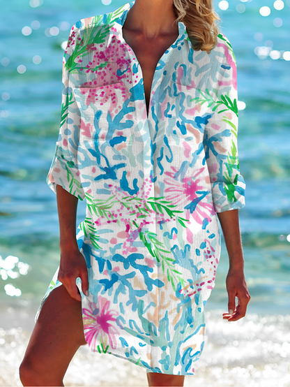 Women's Elegant High-Quality Button-Down Blouse with Unique Prints