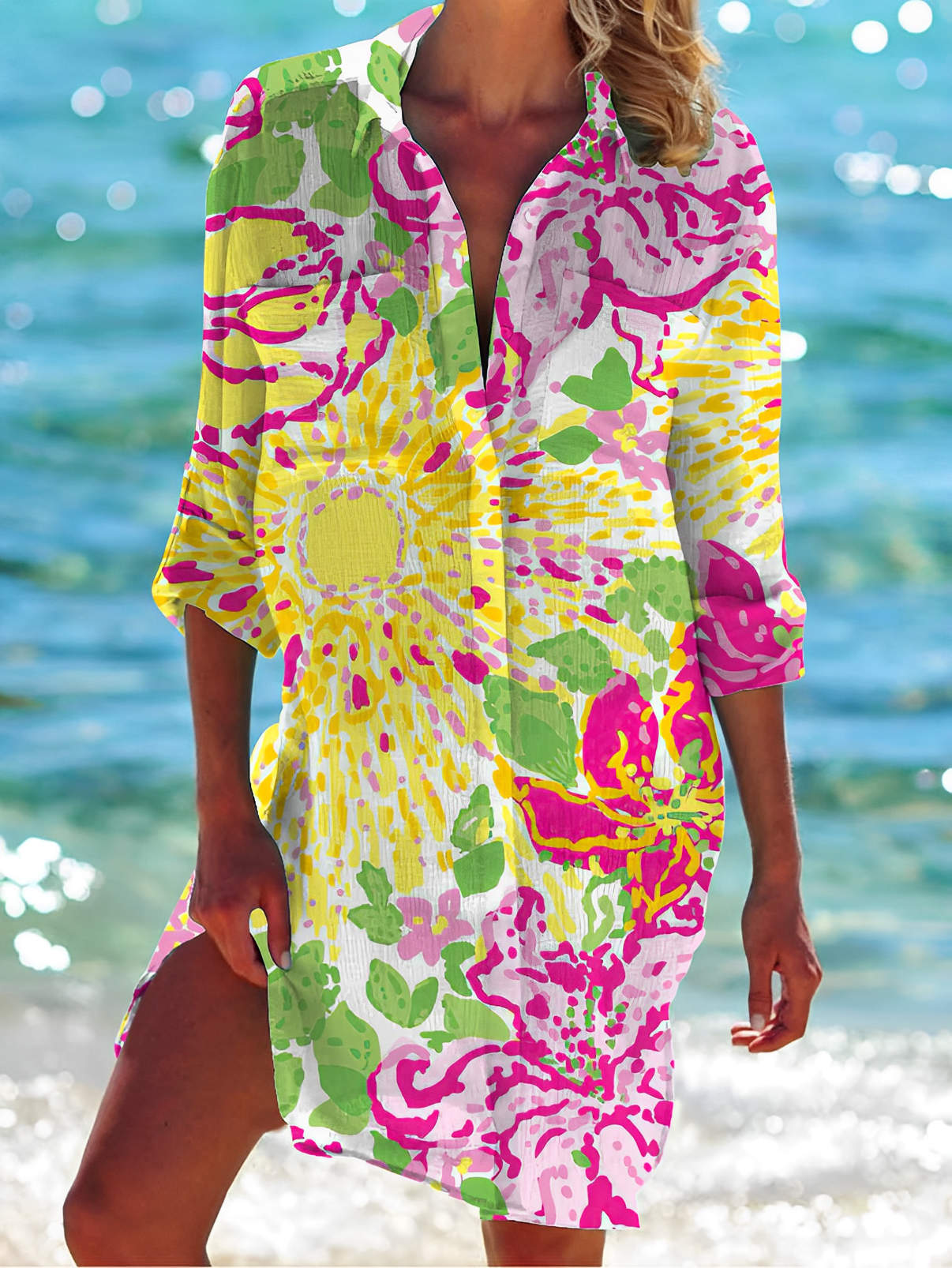 Women's Elegant High-Quality Button-Down Blouse with Unique Prints