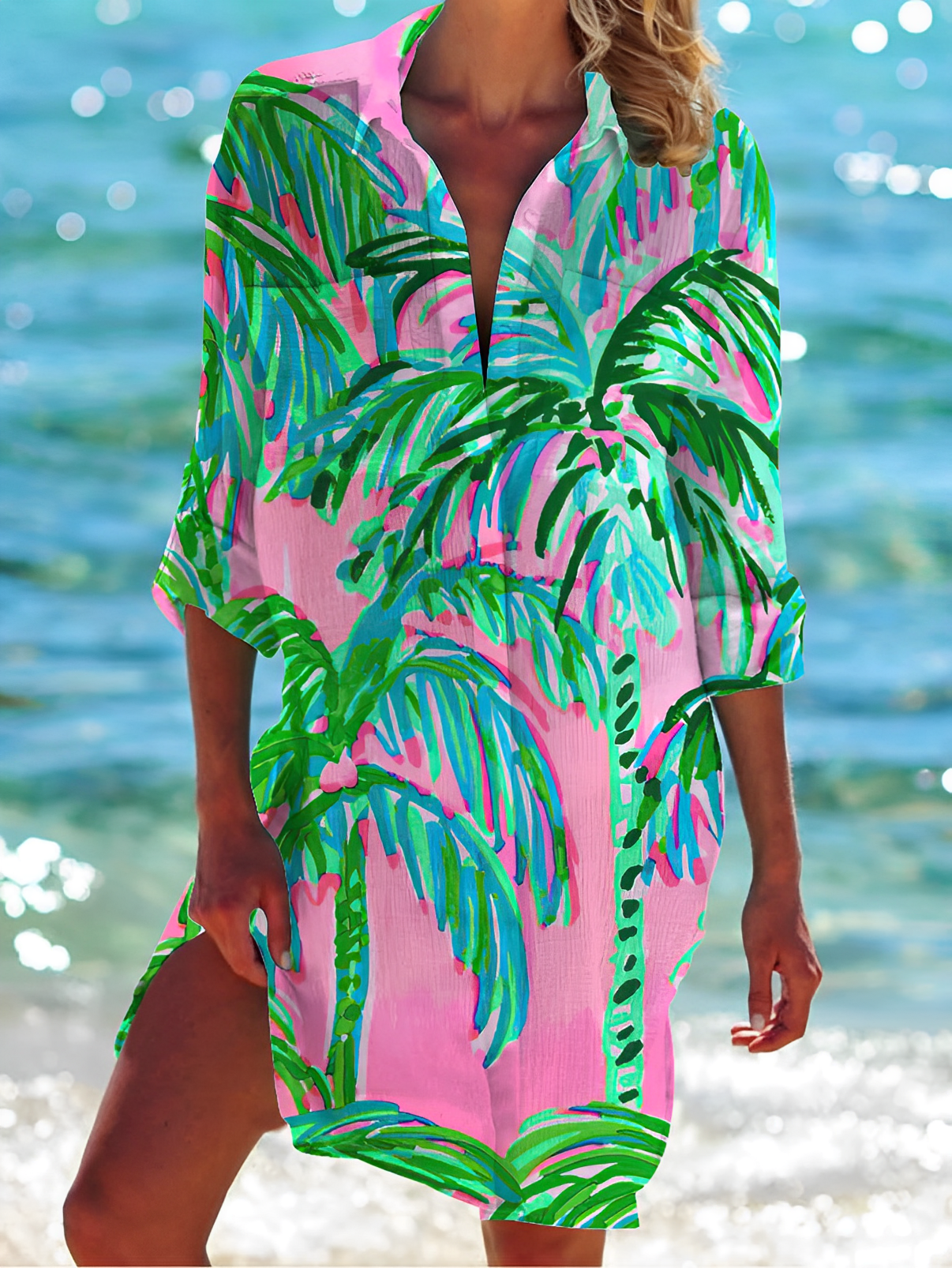 Variant image for Women's Elegant High-Quality Button-Down Blouse with Unique Prints-17