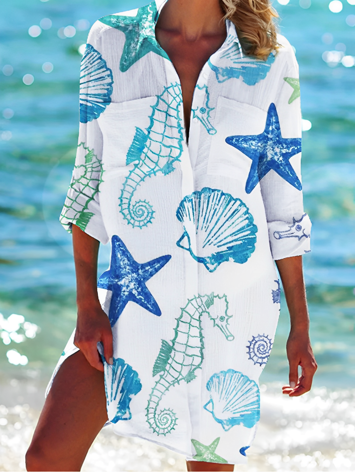 Women's Elegant High-Quality Button-Down Blouse with Unique Prints