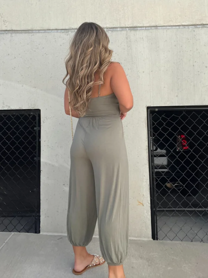 Women's Casual Jumpsuit With V-Neck And Drawstring Closure | Ideal for Summer