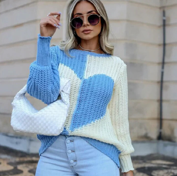 Women's Chic Heart Knitted Sweater | Ideal for Autumn/Winter