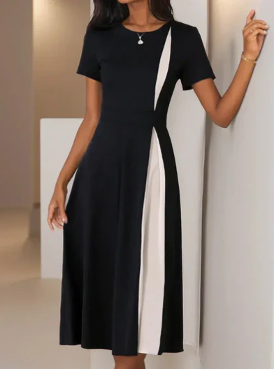 Women's Timeless Elegant Midi Dress with Flattering Fit