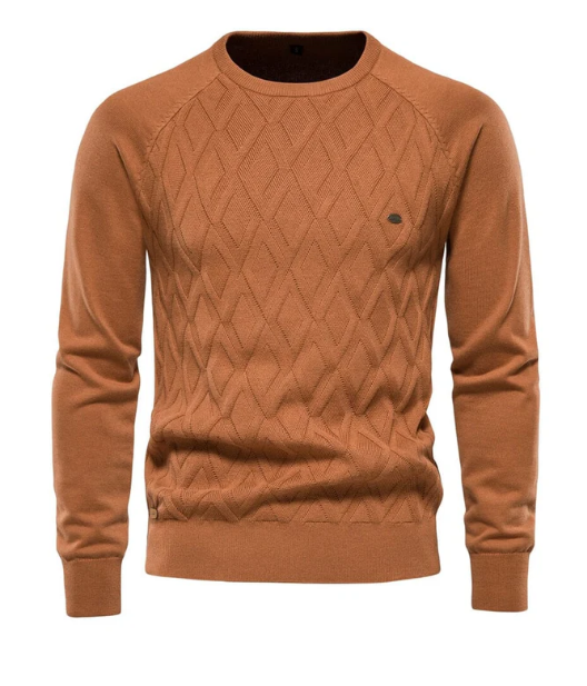 Men's Warm Geometric Round Neck Knitted Jumper | Ideal for Winter