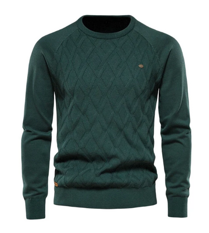 Men's Warm Geometric Round Neck Knitted Jumper | Ideal for Winter