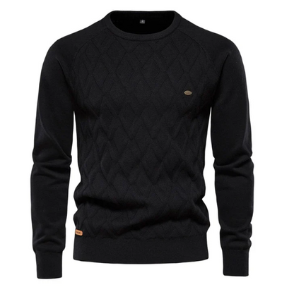 Men's Warm Geometric Round Neck Knitted Jumper | Ideal for Winter