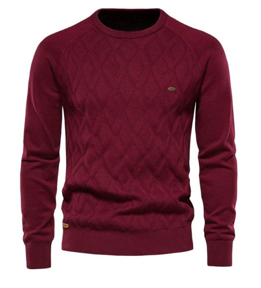 Men's Warm Geometric Round Neck Knitted Jumper | Ideal for Winter