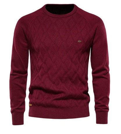 Men's Warm Geometric Round Neck Knitted Jumper | Ideal for Winter