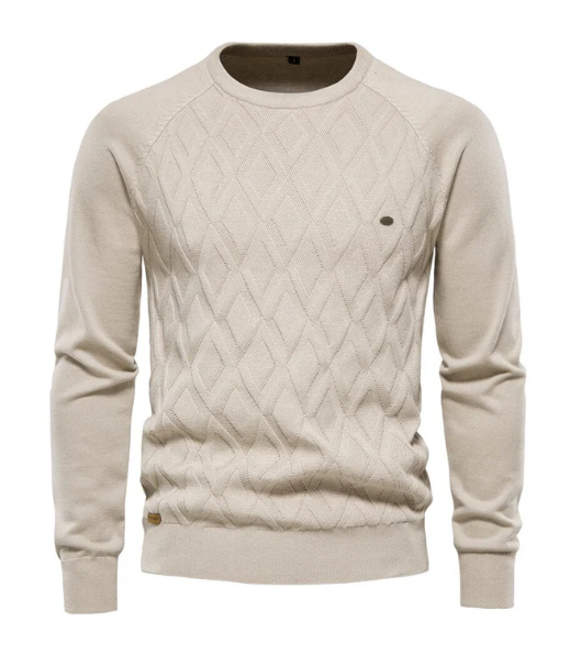 Men's Warm Geometric Round Neck Knitted Jumper | Ideal for Winter