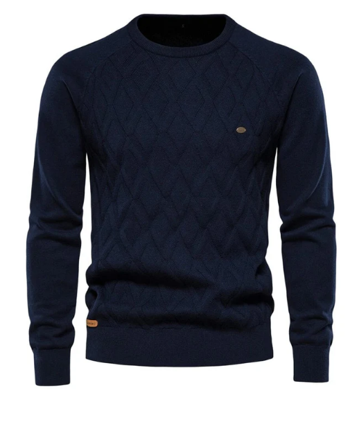 Men's Warm Geometric Round Neck Knitted Jumper | Ideal for Winter