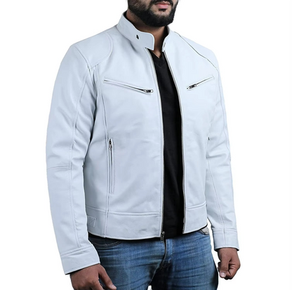 Casual Leather Jacket With Buttoned Collar For Men | Perfect for Casual Days