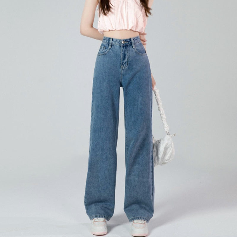 Women's Trendy Wide Leg High Waisted Denim Pants | Perfect for Casual Days